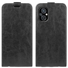 For Xiaomi Poco M5 4G Crazy Horse Texture PU Leather Case Magnetic Closure Vertical Flip Card Holder Phone Cover - Black