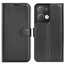 Anti-drop Phone Cover For Oppo Reno8 Pro+ (China) 5G / Reno8 Pro 5G (Global Version) Litchi Texture PU Leather Phone Case Wallet Stand - Black