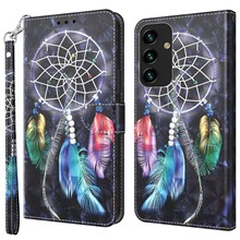 For Samsung Galaxy S23+ PU Leather 3D Pattern Printing Shockproof Case Foldable Stand Phone Wallet Cover with Wrist Strap - Dream Catcher