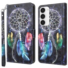 For Samsung Galaxy S23 3D Pattern Printing Anti-scratch Stand Case PU Leather Drop-proof Phone Wallet Cover with Strap - Dream Catcher