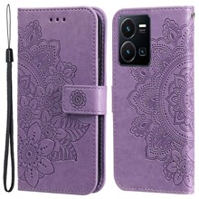 For vivo Y35 4G (2022) / Y22s 4G / Y22 4G Case Floral Pattern PU Leather Wallet Stand Phone Cover - Purple