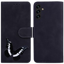 For Samsung Galaxy A14 5G / A14 4G Phone Wallet Case, Butterfly Pattern Printing PU Leather Skin-touch Cover with Stand - Black
