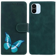For Xiaomi Redmi A1 4G / A2 4G Phone Wallet Case, Butterfly Pattern Printing Anti-drop PU Leather Skin-touch Cover with Stand - Green