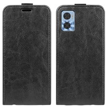 For Motorola Moto E22 4G / Moto E22i 4G Vertical Flip Phone Cover Crazy Horse Texture PU Leather Drop-proof Case with Card Slot - Black