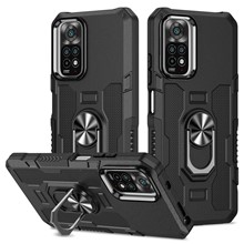 For Xiaomi Redmi Note 11 4G (Qualcomm) / Note 11S 4G Shockproof Skin-friendly PC + TPU Phone Cover Kickstand with Ring Holder Built-in Metal Sheet - Black