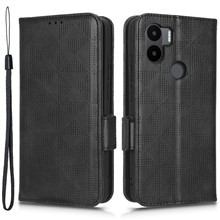 For Xiaomi Redmi A1+ 4G / A2+ 4G / Poco C50 4G Imprinted Triangle Pattern PU Leather Stand Case Full Protection Phone Wallet Cover with Hand Strap - Black