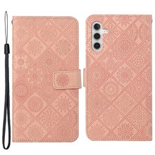 For Samsung Galaxy A14 5G / 4G Anti-scratch Ethnic Style Flower Imprinted Case PU Leather+TPU Stand Wallet Mobile Phone Cover - Pink