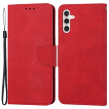 For Samsung Galaxy A14 5G / 4G Wallet Phone Case Magnetic Closure Stand Flip Solid Color PU Leather Protective Phone Cover - Red