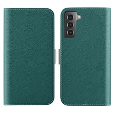 For Samsung Galaxy S23 Candy Color Litchi Texture PU Leather Protective Case Foldable Stand Wallet Phone Anti-drop Cover - Dark Green