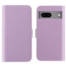 For Google Pixel 7 5G Litchi Texture PU Leather Full Protection Case Candy Color Phone Wallet Cover with Stand - Light Purple