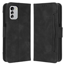 For Nokia G60 5G Multiple Card Slots PU Leather Case Wallet Stand Magnetic Clasp Folio Flip Phone Cover - Black