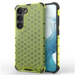 Phone Case for Samsung Galaxy S23 Shockproof Case Honeycomb Textured TPU + PC Phone Cover - Green