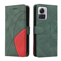 For Motorola Moto X30 Pro 5G / Edge 30 Ultra 5G Leather Case Wallet Stand Color Splicing Phone Cover - Green