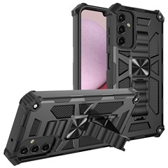 For Samsung Galaxy A14 5G / 4G Shockproof Phone Cover Kickstand Soft TPU+Hard PC Cover - Black