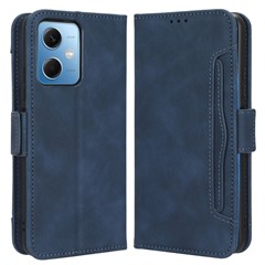 Multiple Card Slots Phone Case For Xiaomi Redmi Note 12 5G (Global) / (India) / (China) / Poco X5 5G , Dual Magnetic Clasp Phone Cover Stand PU Leather Wallet Protective Shell - Blue