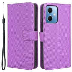 Cell Phone Cover for Xiaomi Redmi Note 12 5G (Global) / (India) / (China) / Poco X5 5G Wallet Viewing Stand Magnetic Closure Diamond Texture PU Leather Cell Phone Case - Purple