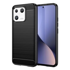 For Xiaomi 13 Carbon Fiber Texture TPU Phone Cover Brushed Anti-scratch Mobile Phone Case - Black