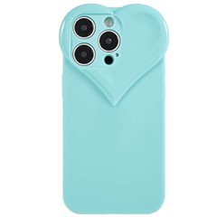 Heart Shaped Camera Protection Phone Cover for iPhone 14 Pro Max, Anti-fingerprint TPU Anti-dust Cell Phone Case - Cyan