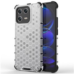 For Xiaomi 13 Anti-fingerprint Honeycomb Texture TPU+PC Protective Case Shockproof Phone Back Cover - Grey