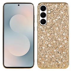 For Samsung Galaxy A37 5G Case Electroplating TPU + PC Sparkling Glitter Phone Back Cover - Gold