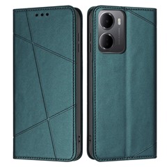 For Xiaomi Redmi 15a 5G Wallet Case Line Imprinted Leather Stand Phone Cover with Wrist Strap - Green