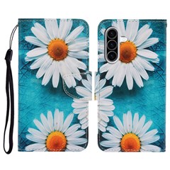 For Samsung Galaxy A27 5G Case Pattern Printing Protective Leather Folio Phone Cover with Wrist Strap - Chrysanthemum