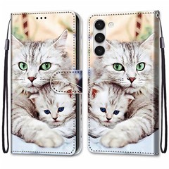 Shockproof Case for Samsung Galaxy S23+ Pattern Printing Wallet Phone Case Anti-Drop Phone Shell PU Leather Folio Flip Cover with Strap / Stand - B05 Big Cat Hugging Kitten