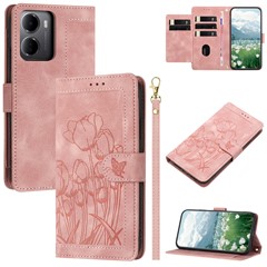 For Xiaomi Redmi 15a 5G Case Tulip Leather Phone Cover with 5 Card Slots Wallet - Pink