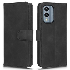 For Nokia X30 5G Wallet Stand Flip Anti-scratch PU Leather+TPU Cover Skin-touch Feeling Phone Case - Black