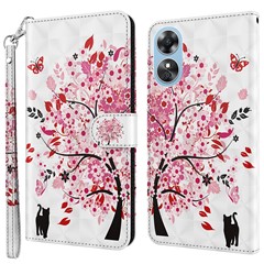 Anti-drop Phone Cover For Oppo A17 4G PU Leather Elegant 3D Pattern Printing Flip Case Stand Wallet with Strap - Wish Tree