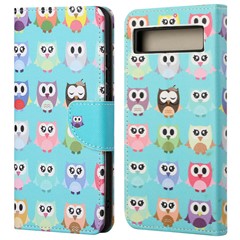 For Google Pixel 7a 5G Cross Texture PU Leather Phone Case Pattern Printing Wallet Stand Full Body Flip Folio Cover - Owls