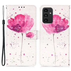 For Samsung Galaxy A54 5G Leather Case 3D Pattern Printing Wallet Stand Mobile Cover with Strap - Flower