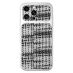 For iPhone 16 Pro Max Case Silver Edge PU Leather Coated TPU+PC Full Camera Protection Phone Cover - Black  /  White
