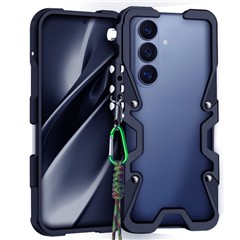 For Samsung Galaxy S26+ Bumper Case Aluminium Alloy Metal Phone Shell Cover with Strap - Black
