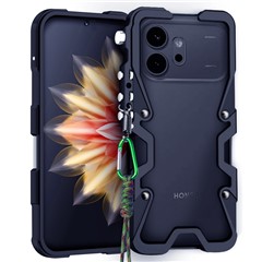 For Honor 600 Pro 5G / 600 5G Bumper Case Aluminium Alloy Metal Phone Shell Cover with Strap - Black