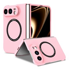 For iPhone Duo Magnetic Case Folding Phone PC Cover - Pink