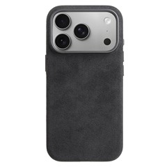 MELKCO for iPhone 18 Pro Max / 17 Pro Max Case Compatible with MagSafe Alcantara Leather + PC Phone Cover with Metal Keys / AI Button - Dark Grey