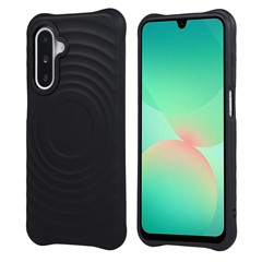 For Samsung Galaxy A37 5G Magnetic Case Wave Pattern Anti-Slip Color Block Phone Cover - Black