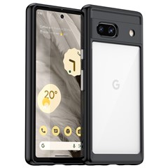 For Google Pixel 7a Phone Case, TPU Bumper+Acrylic Back Shell Shock-absorbing Protective Cover - Black