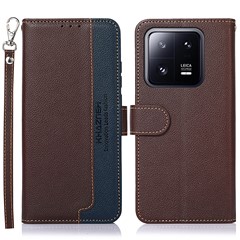 KHAZNEH For Xiaomi 13 Pro 5G Litchi Texture TPU+PU Leather Phone Case RFID Blocking Scratch Resistant Flip Stand Wallet Cover - Brown