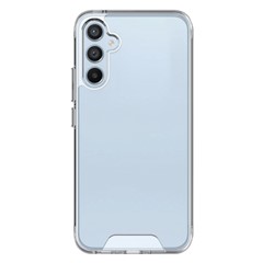 For Samsung Galaxy A34 5G Transparent Back Shell, Electroplating Independent Button Military Grade Drop-proof Scratch Proof PC+TPU Cellphone Case