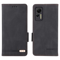 Anti-drop Phone Cover for Ulefone Note 14, Hardware Decor Dual Magnetic Clasp Wallet Foldable Stand PU Leather Protective Phone Case - Black