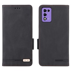 For ZTE Libero 5G III Hardware Decor Dual Magnetic Clasp Anti-fall Phone Cover Wallet Stand Anti-scratch PU Leather Phone Case - Black