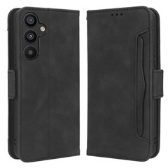 For Samsung Galaxy A34 5G Multiple Card Slots PU Leather Phone Case Drop-proof Magnetic Flip Cell Phone Cover Wallet Stand - Black