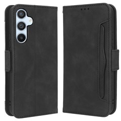 For Samsung Galaxy A54 5G Multiple Card Slots PU Leather Anti-shock Phone Case Magnetic Flip Protective Phone Cover Wallet Stand - Black