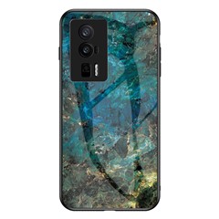 For Xiaomi Poco F5 Pro 5G / Redmi K60 Pro 5G / K60 5G Tempered Glass + PC + TPU Case Marble Pattern Printing Protective Phone Cover - Emerald Marble