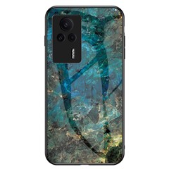 Marble Pattern Phone Case for Xiaomi Redmi K60E 5G, Tempered Glass+PC +TPU Shockproof Cover - Emerald Marble
