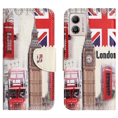 Phone Leather Case for Motorola Moto G53 5G / G13 4G / G23 4G, Pattern Printing Cross Texture Stand Wallet Phone Cover - London Big Ben