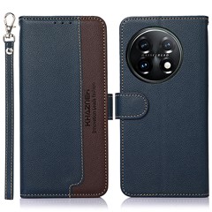 KHAZNEH For OnePlus 11 5G Litchi Texture TPU+PU Leather Phone Case RFID Blocking Flip Stand Wallet Cover - Blue