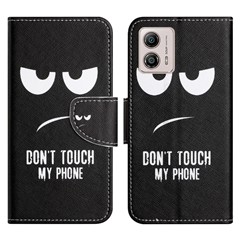 For Motorola Moto G73 5G Leather Stand Phone Case Pattern Printing Cross Texture Anti-drop Wallet Cover - Don't Touch My Phone